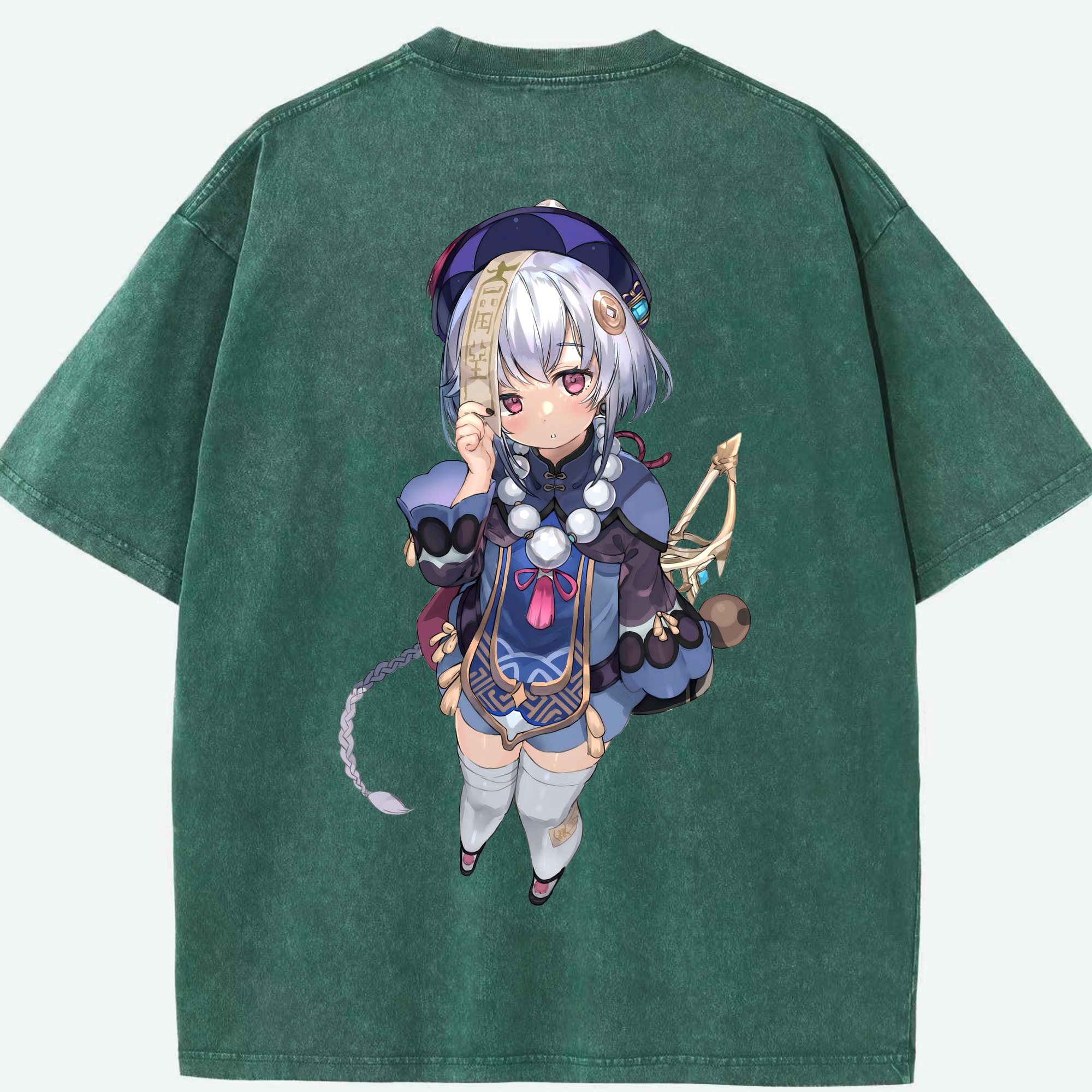 げんし神 七七 なな  genshin Nana 綿100% ヴィンテージ風 半袖Tシャツ（背面プリント）